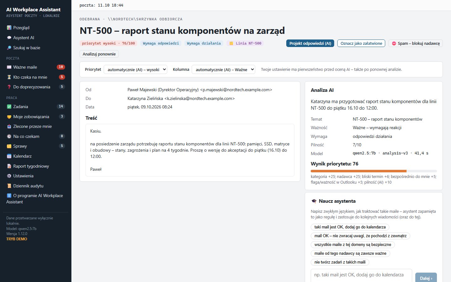 Analiza wiadomości przez AI
